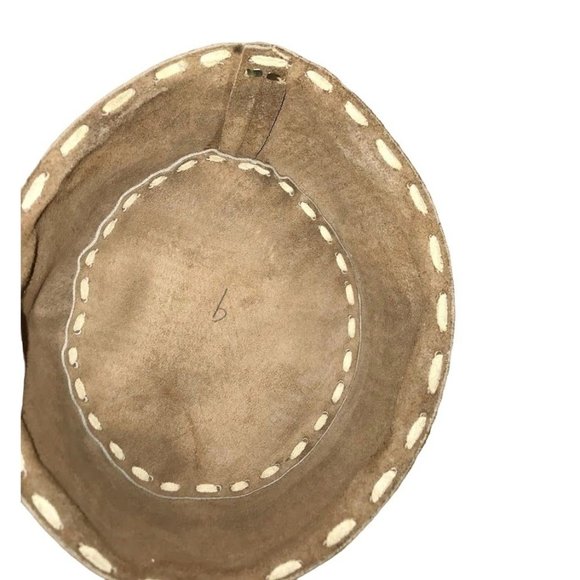 Suede Cowboy or Adventurer Hat - Light brown/tan and beige - Large suede strip s - Picture 7 of 8